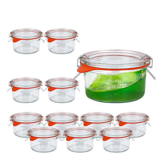 Set van 12 Weckpotten 165 ml bekers met 12 glazen deksels, 12 Set van 12 Weckpotten 165 ml bekers met 12 glazen deksels, 12