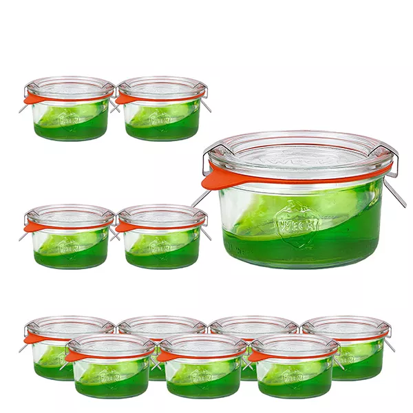 Set van 12 Weckpotten 165 ml bekers met 12 glazen deksels, 12 Set van 12 Weckpotten 165 ml bekers met 12 glazen deksels, 12