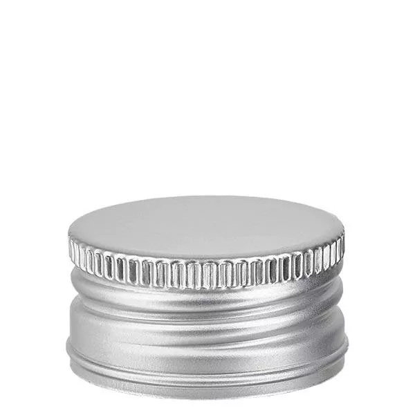 Schroefsluiting 31,5 mm zilver aluminium geribbeld met afgeronde rand en afdichtplaatje