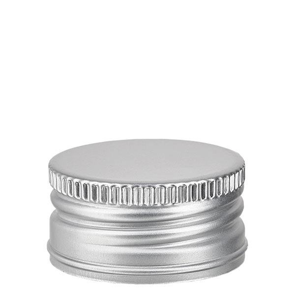 Schroefsluiting 31,5 mm zilver aluminium geribbeld met afgeronde rand en afdichtplaatje Schroefsluiting 31,5 mm zilver aluminium geribbeld met afgeronde rand en afdichtplaatje