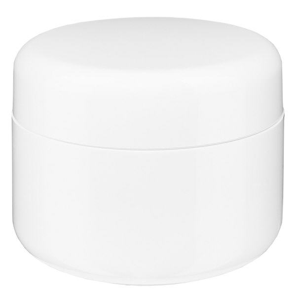Crèmepot 'Softline' wit 50ml met schroefdop en afdekplaatje Crèmepot 'Softline' wit 50ml met schroefdop en afdekplaatje
