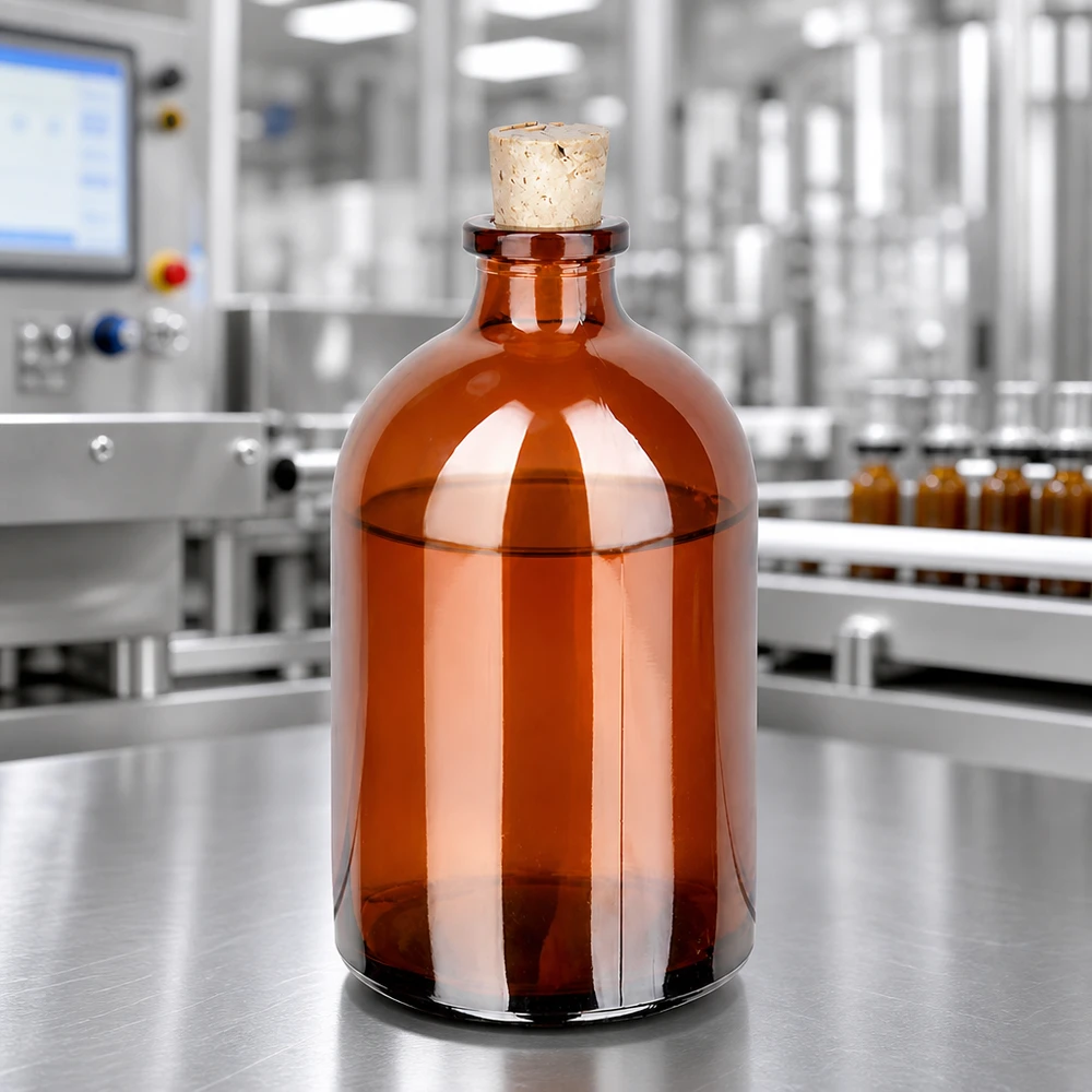 Injectiefles bruin glas 100ml met kurk 11/14mm Braunglas-Vorratsflasche 100ml mit Naturkorken für lichtempfindliche Flüssigkeiten und Öle