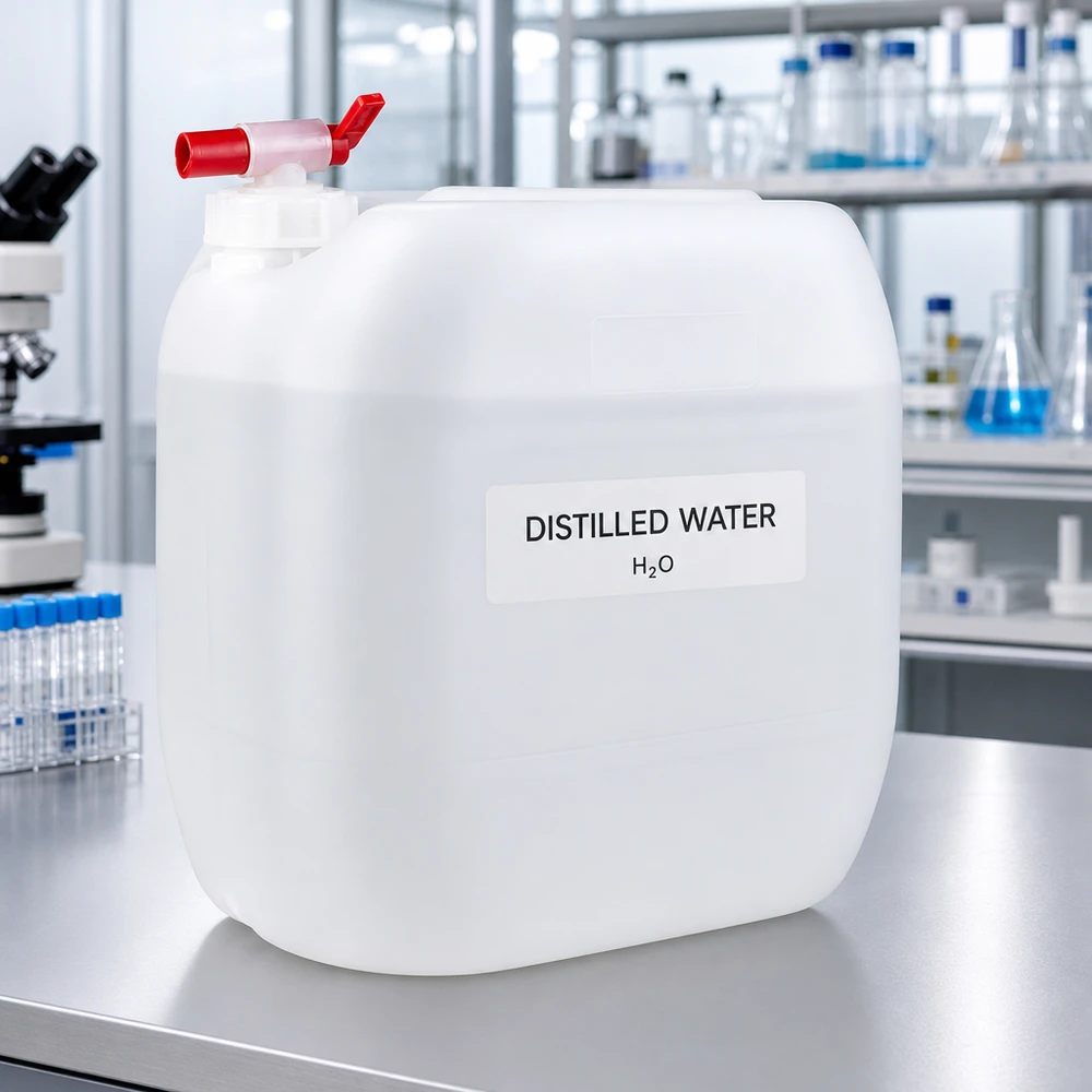 30l jerrycan met aftapkraan, UN-toelating Jerrycan met tapkraan, 30 liter, voor laboratoriumtoepassingen naast de microscoop en reageerbuisjes