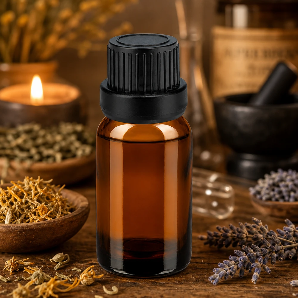 Hoogwaardig amberkleurig glazen flesje van 10 ml met zwarte schroefdop voor professionele laboratoriumtoepassingen