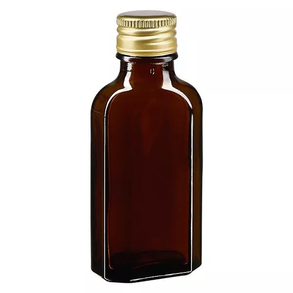 50 ml Meplat bruin met aluminium kap goud PP22
