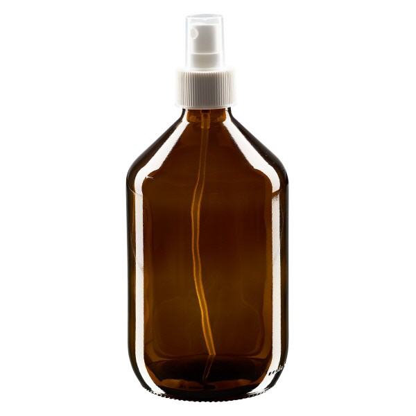 500 ml Euro-medicijnfles bruin met verstuiver wit incl. dop transparant 500 ml Euro-medicijnfles bruin met verstuiver wit incl. dop transparant