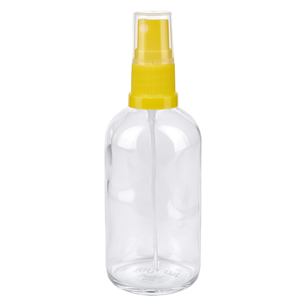 100ml spuitfles geel/tr. STD ClearLine UT18/100 Transparante spuitfles van 100 ml met gele spuitkop ClearLine UT18, van kunststof