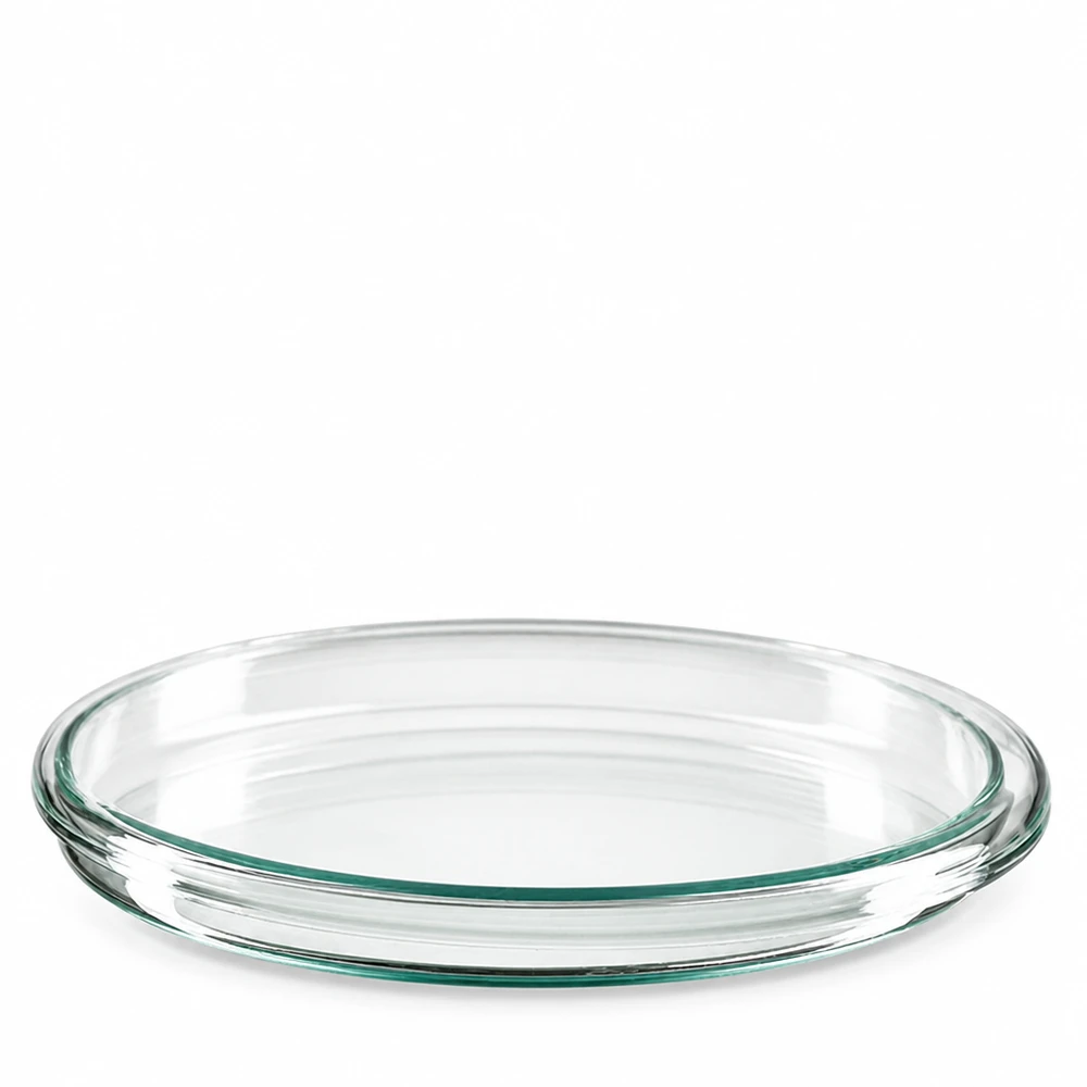 Petrischaal 100x10 mm van glas Vlakke glazen petrischaal met een diameter van 10 cm, stapelbaar, voor laboratoriumgebruik