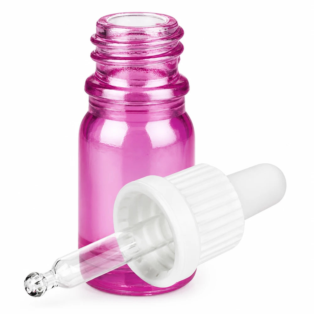 5ml pipetfles wit originaliteit schroefdop PurpleLine UT18/5 Hoogwaardige pipetfles paars 5 ml volume met nauwkeurig wit doseerhulpstuk voor serums