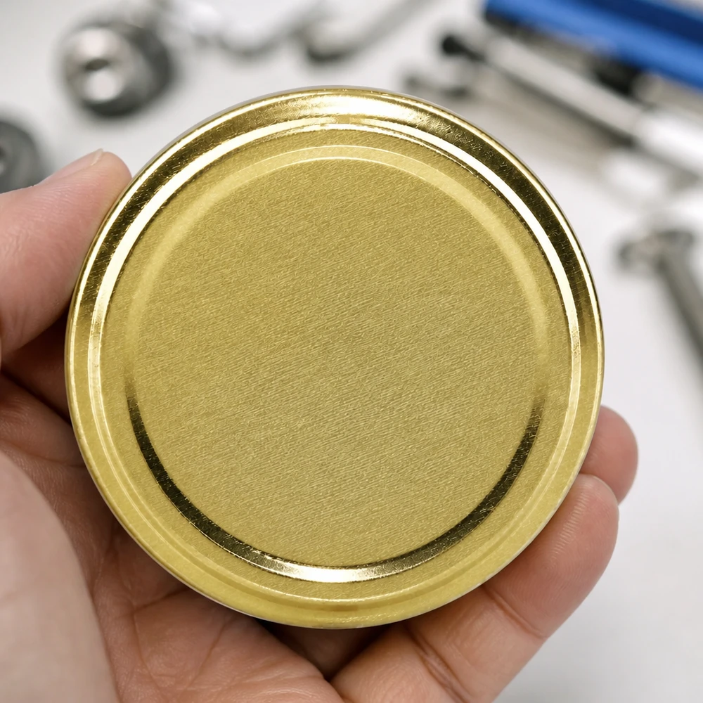 Gouden metalen deksel TO82 82 mm BasicSeal UniTwist met kenmerkende randstructuur
