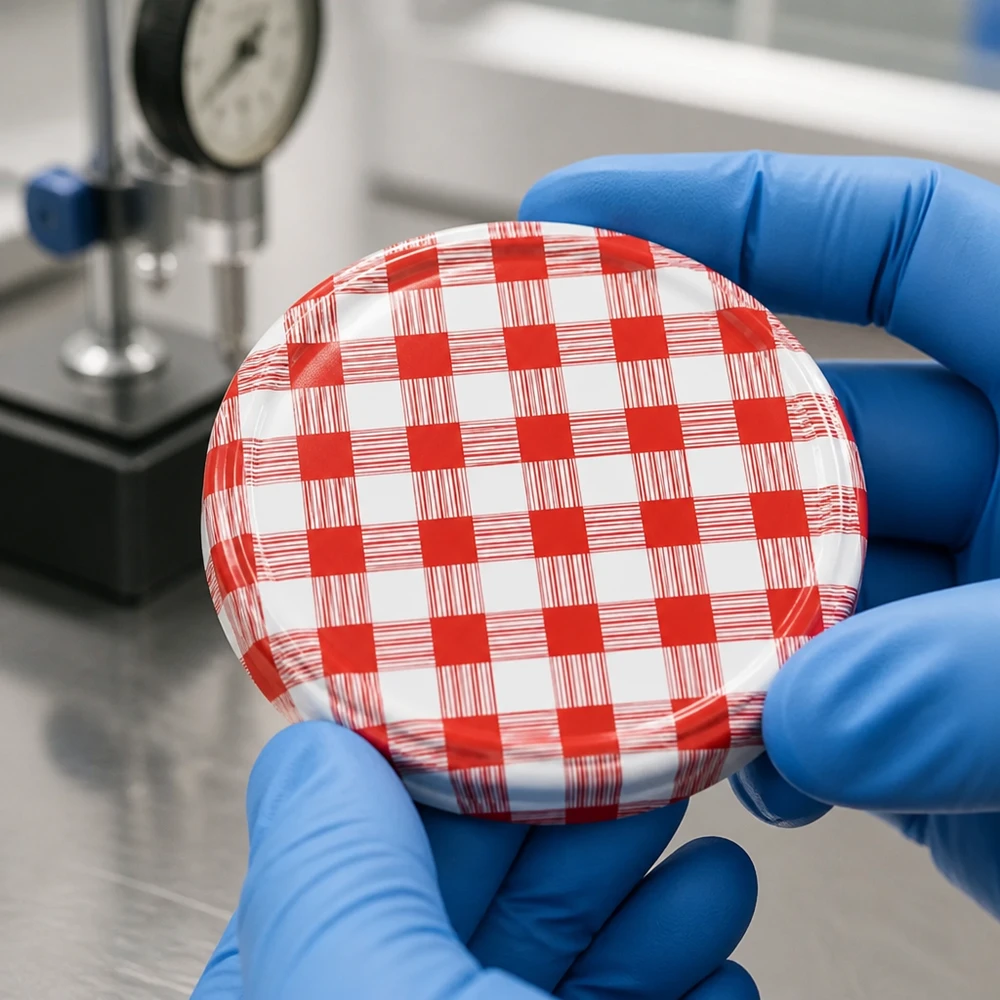 BasicSeal TO82 conservendeksels 82 mm met ruitjespatroon voor inmaakpotten en voorraadpotten
