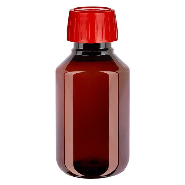 PET fles 100ml met ontgassingsdop rood PET fles 100ml met ontgassingsdop rood