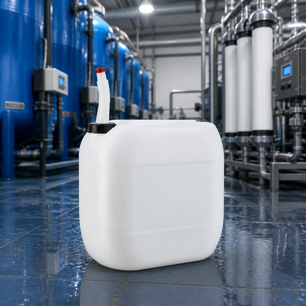 Transportkanister van 30 liter met flexibele uitloopbuis voor veilige opslag in de industrie en het bedrijfsleven