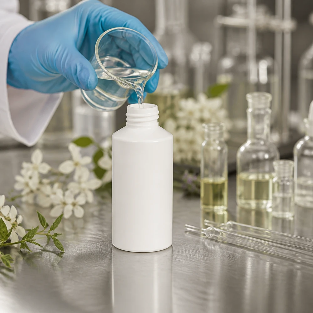 Compacte witte kunststof fles van 50 ml (HDPE) voor natuurlijke cosmetica en aromatherapie