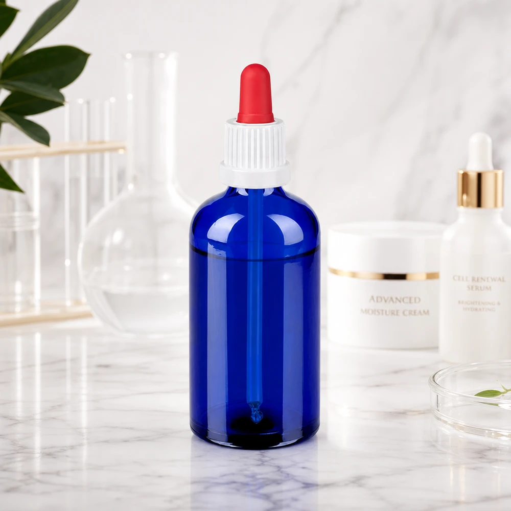 Chemicaliënbestendige 100 ml amberkleurige glazen fles met pipet met schaalverdeling voor nauwkeurige metingen