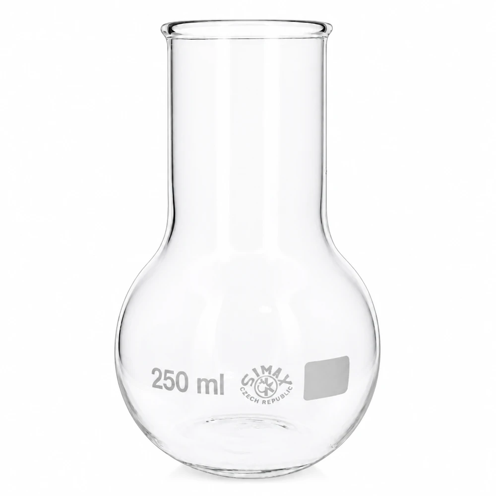 Brede halskolf 250 ml met stabiele basis voor een veilige stand tijdens experimenten