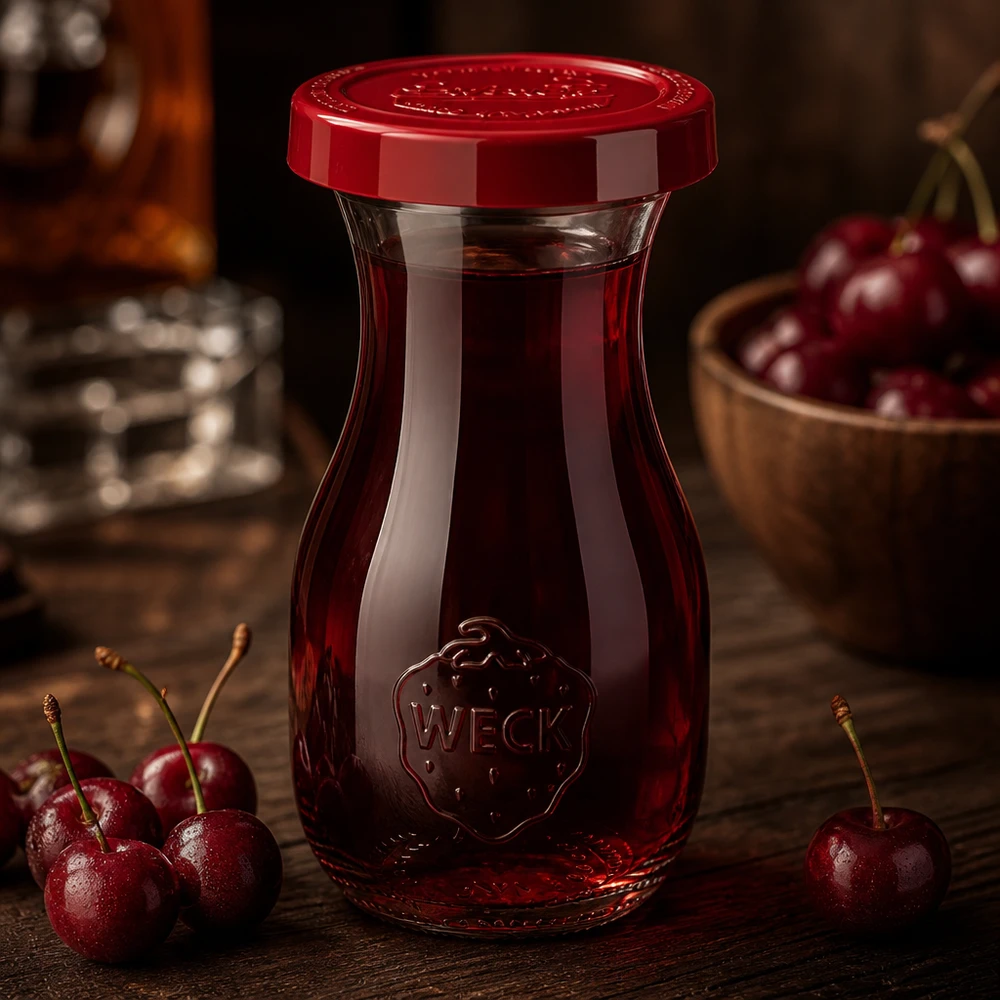 WECK glazen fles 290ml met praktische RR60 dop en rode siliconen deksel voor het bewaren van de wereld