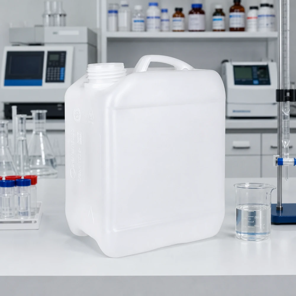 2,5l jerrycan, UN-toelating, zonder schroefsluiting Lege chemicaliënbus van 2,5 liter zonder deksel, in een stevige rechthoekige vorm, voor laboratoriumtoepassingen