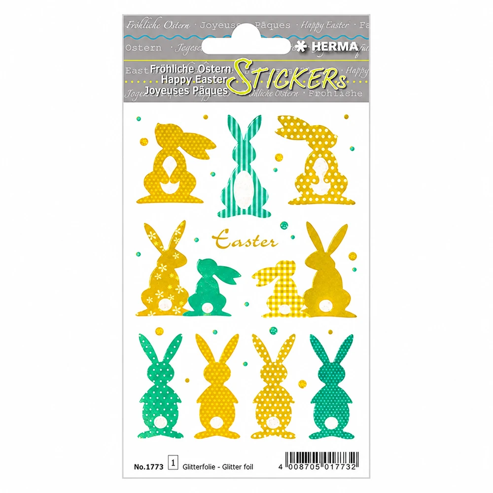 Gouden konijntjes stickers (10 stickers met glitter) Gouden konijntjes stickers (10 stickers met glitter)