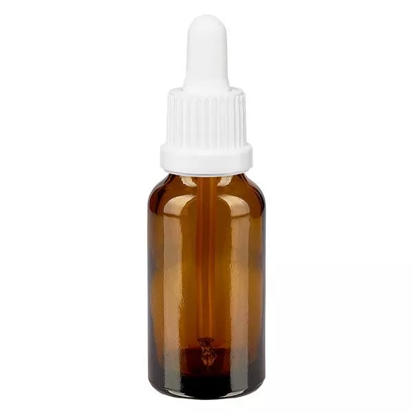 Pipetfles bruin 20ml, pipet wit/wit VR Pipetfles bruin 20ml, pipet wit/wit VR
