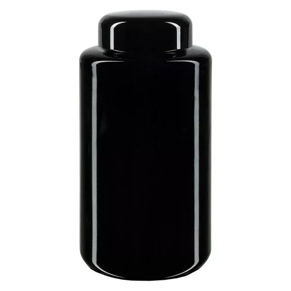 Wijdhals pot violet glas 300ml, met zwarte deksel