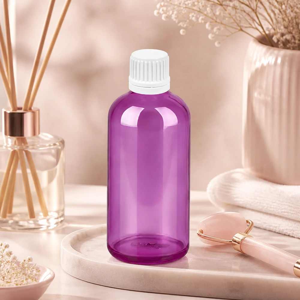 Stijlvolle 100ml druppelfles in paars met ergonomisch ontwerp voor eenvoudig gebruik