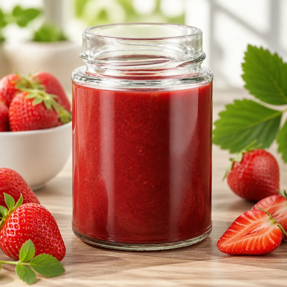Compacte TO58-schroefpot met een inhoud van 202 ml voor aardbeienjam