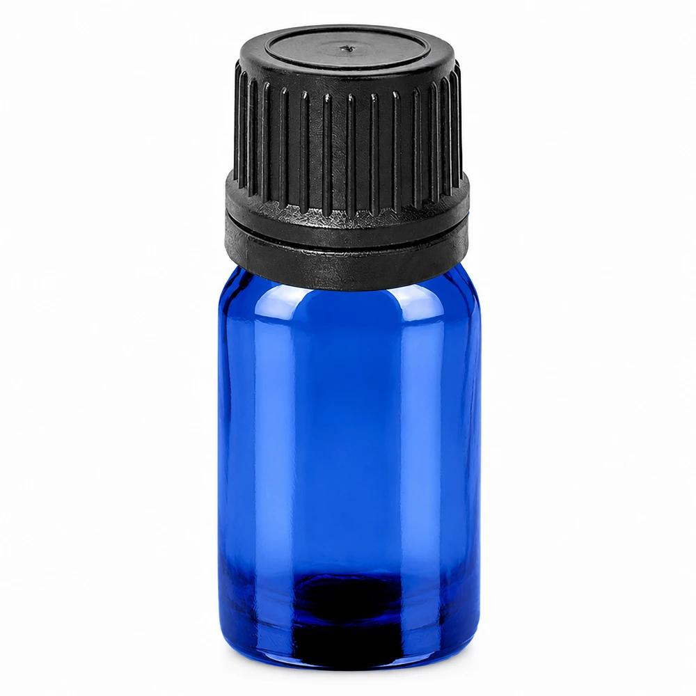 5ml druppelflesje 1mm zwart OV BlueLine UT18/5 Handig 5 ml druppelflesje van blauw glas biedt optimale bescherming voor lichtgevoelige stoffen