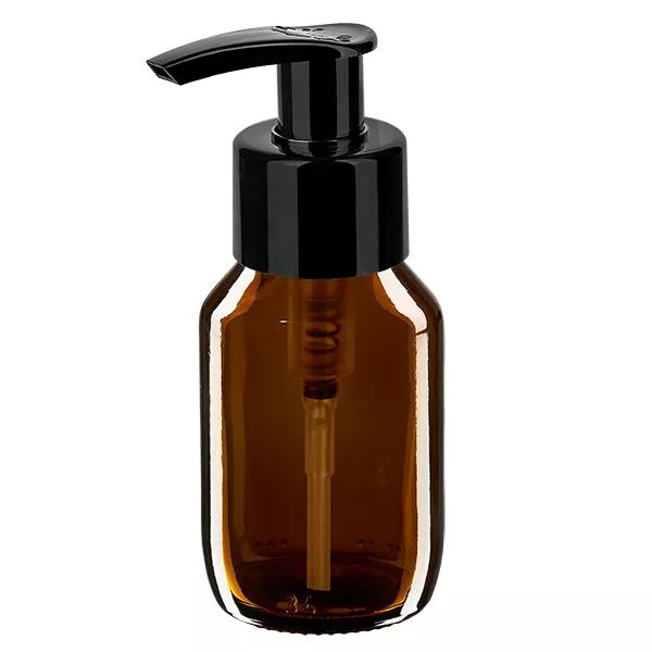 50ml medicijnfles bruin, met dispenserpomp zwart 50ml medicijnfles bruin, met dispenserpomp zwart
