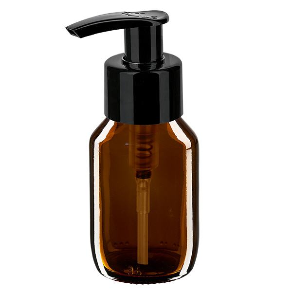 50ml medicijnfles bruin, met dispenserpomp zwart 50ml medicijnfles bruin, met dispenserpomp zwart