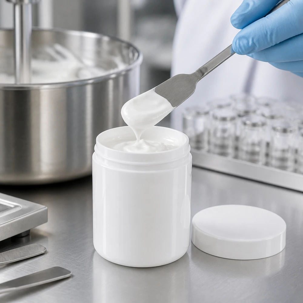 Witte pot van 300 g met schroefdeksel, geschikt voor zalven, crèmes en cosmeticaproducten