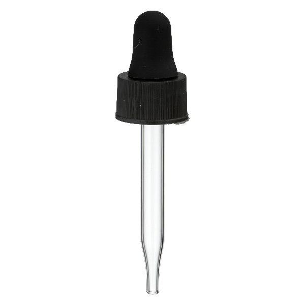 Glazen-druppelpipet zwart 13 mm PL48 Glazen-druppelpipet zwart 13 mm PL48