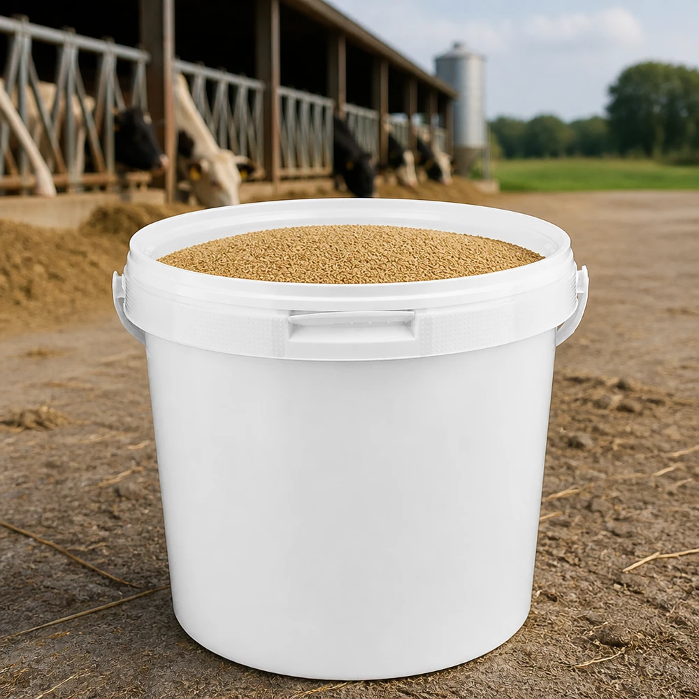 5,6 liter emmer van wit PP plastic met deksel Compacte multifunctionele emmer met een inhoud van 5,6 liter, gemaakt van wit PP-kunststof, met deksel