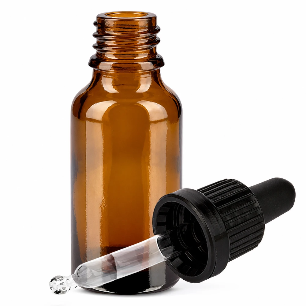 20ml pipetfles zwart OV BrownLine UT18/20 Compact glazen flesje van 20 ml met pipetdop voor hygiënische verwijdering van sera