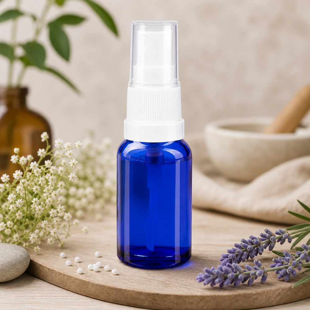 Blauwe glazen flessen 10ml met wit pompverstuiver Kleine blauwe glazen spuitfles met doorzichtige dop voor etherische oliën en hydrolaten