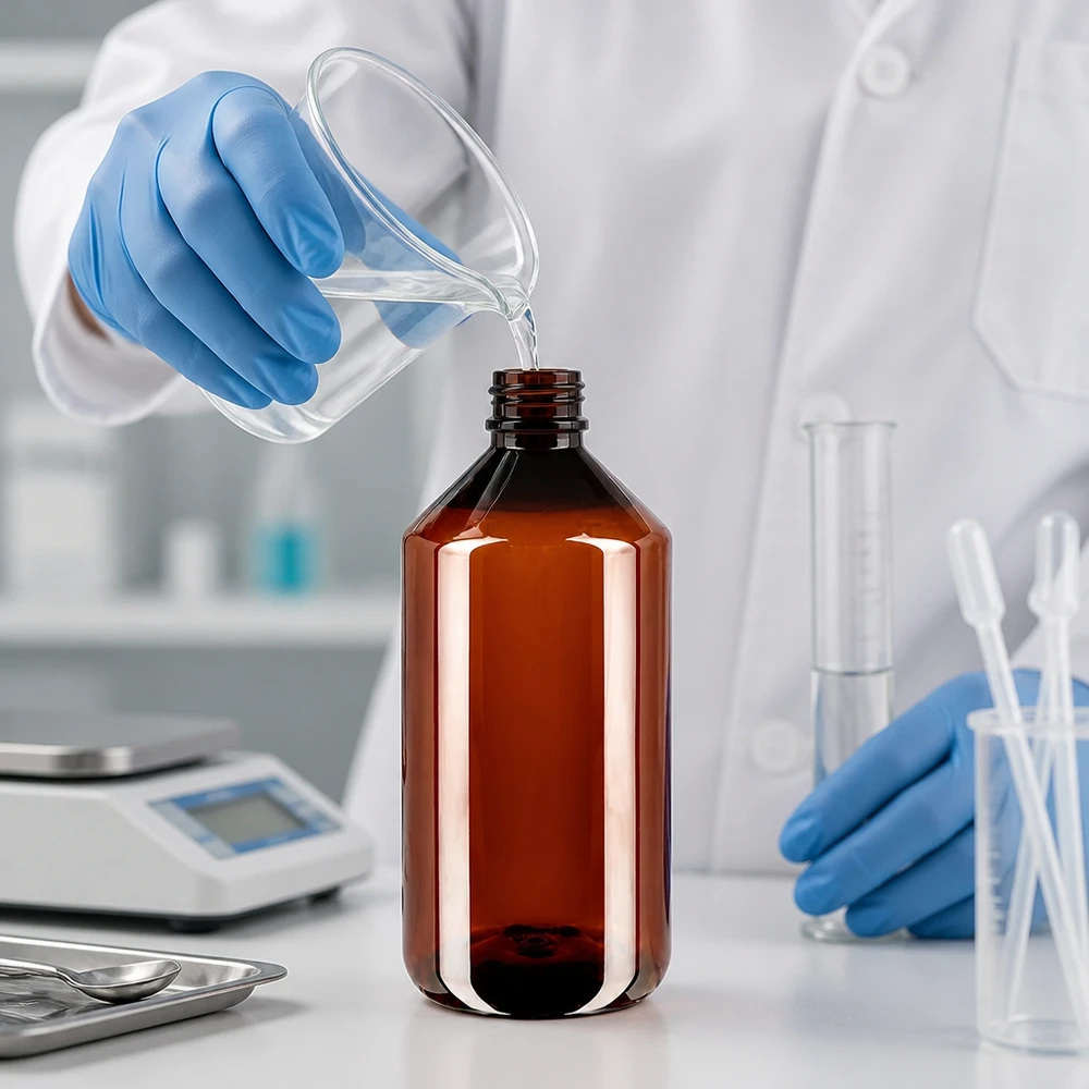 Chemiebestendige bruine PET-fles van 750 ml, geschikt voor laboratoria, apotheken en de industrie