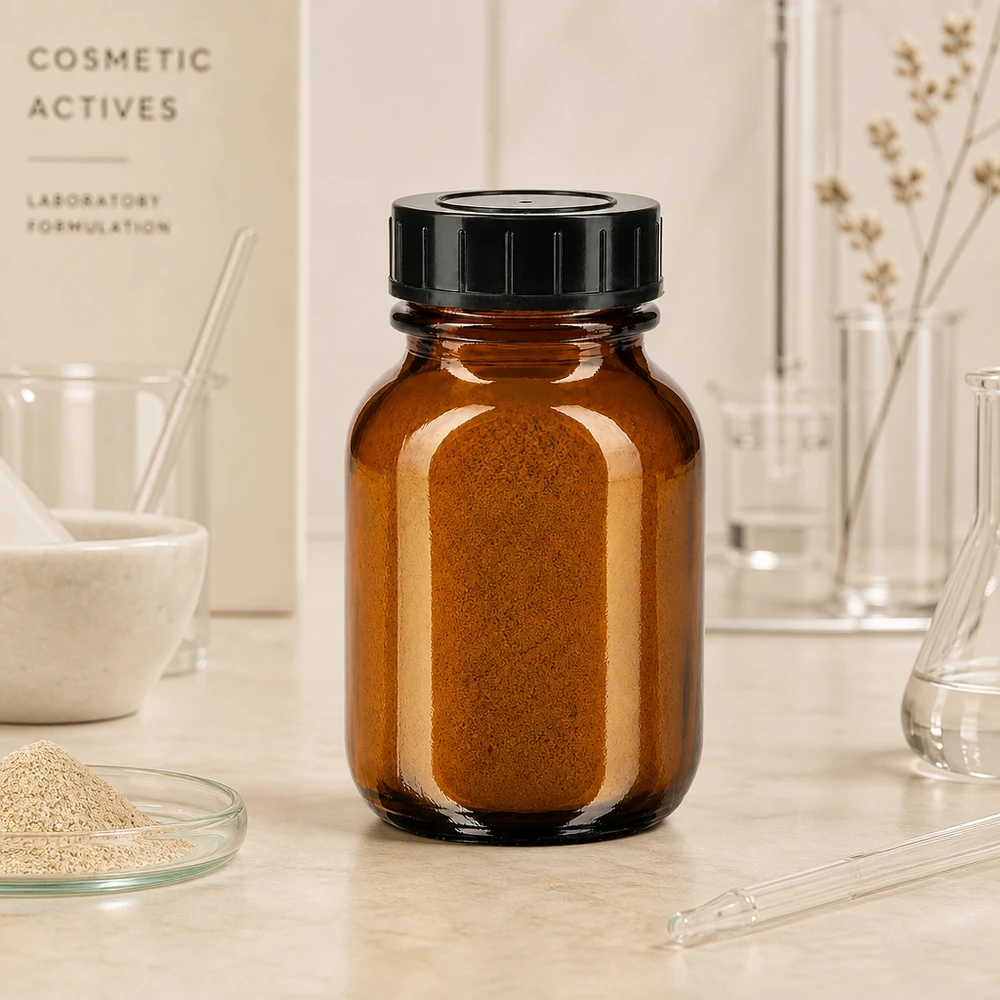 Hoogwaardige apothekersfles van 50 ml gemaakt van UV-beschermend amberglas voor cosmetische formuleringen