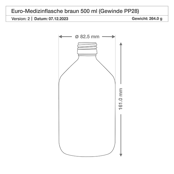 500ml Euro-medicijnfles bruin met witte schroefsluiting VR 500ml Euro-medicijnfles bruin met witte schroefsluiting VR
