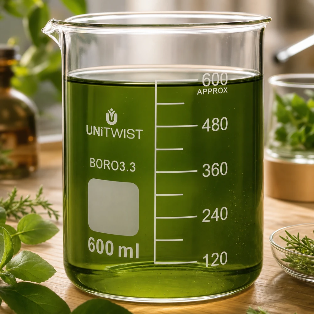 Beker 600ml borosilicaat, lage vorm UNiTWIST Becherglas 600 ml, hittebestendig borosilicaatglas UNiTWIST voor kruidenextractie