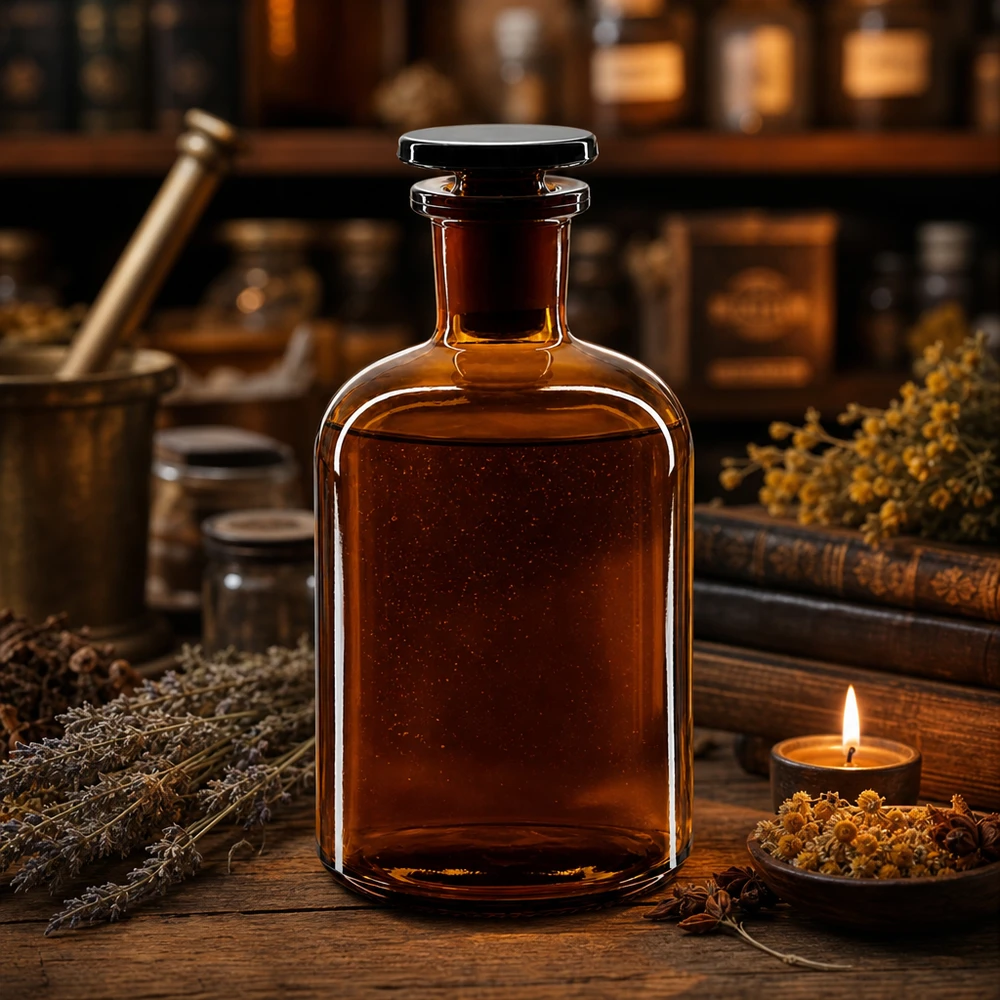 Vintage apothekersfles van bruin glas, 250 ml, met glazen stop, voor laboratoriumtoepassingen