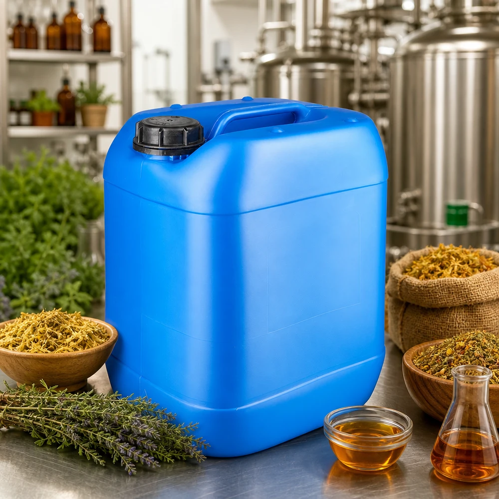 Canister 20 liter blauw met schroefdop OV Blauwe jerrycan van 20 liter met OV-schroefdop, ideaal voor etherische oliën en natuurlijke producten
