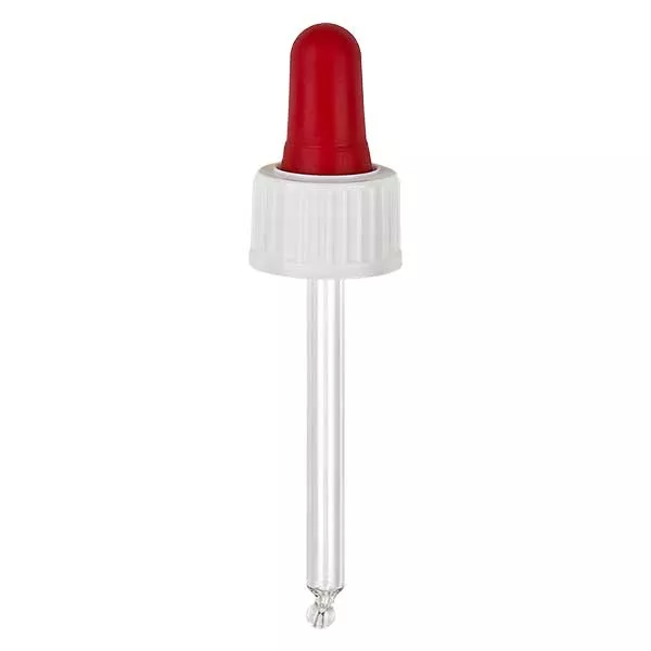 Glazen-druppelpipet wit/rood 18 mm PL53.5 st