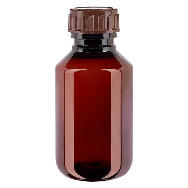 PET-fles 100ml met bruine dop Standaard PET-fles 100ml met bruine dop Standaard