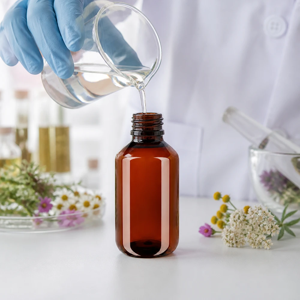 PET fles 100ml met ontgassingsdop rood Lichtbestendige PET-fles van 100 ml voor gevoelige vloeistoffen en natuurlijke extracten