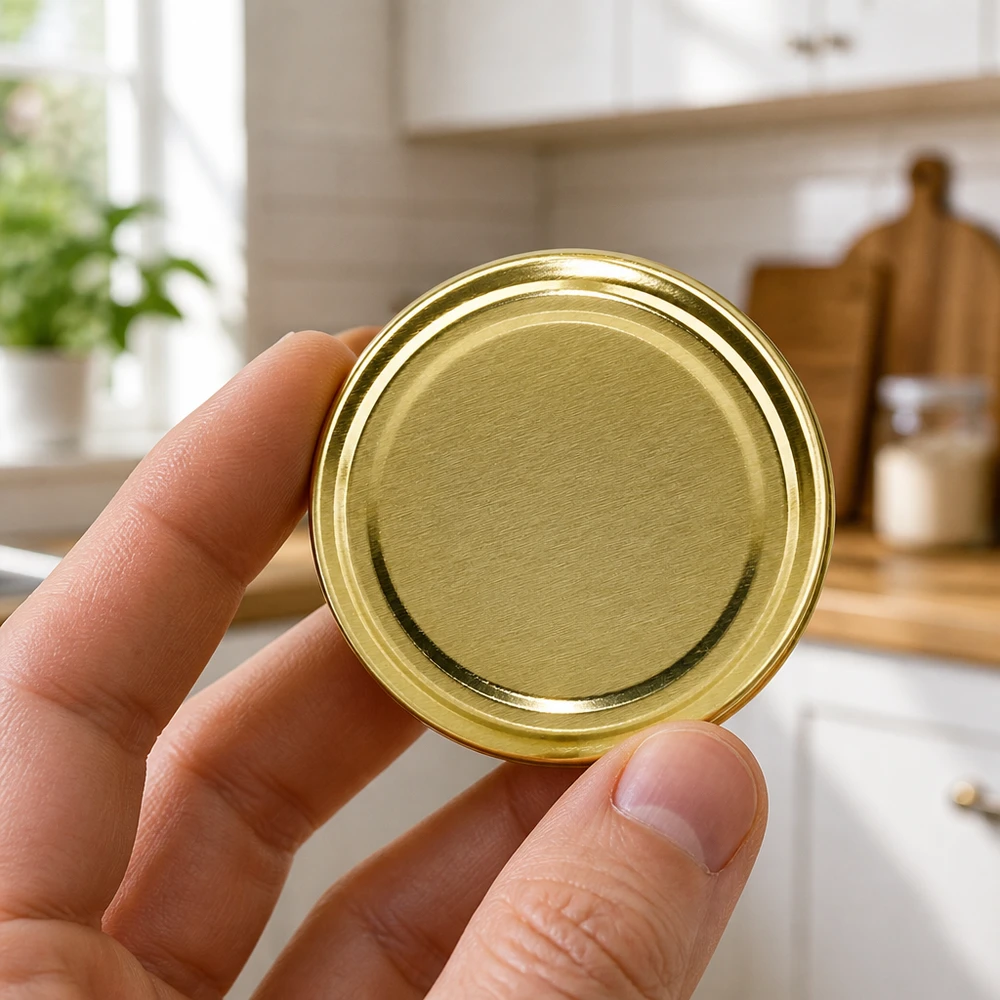 70mm BioSeal deksel goud (TO70) UNiTWIST UNiTWIST TO70 goud, bovenkant deksel metaalglans, BioSeal, geschikt voor levensmiddelen