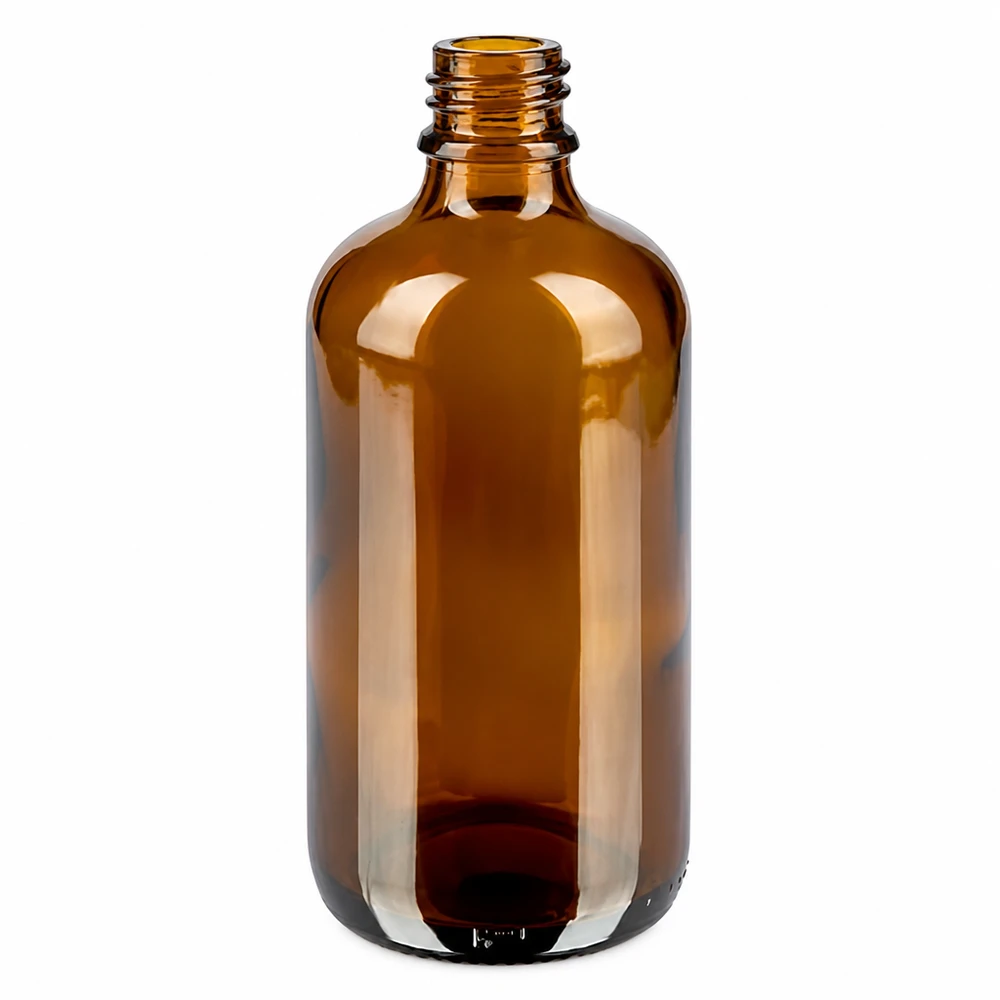Ronde glazen fles 100ml bruin met zwarte standaard druppelaar voor vloeibare preparaten