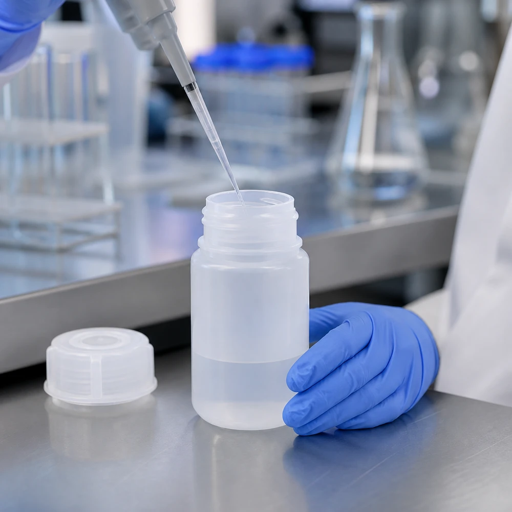 Wijde hals laboratoriumfles 50ml met sluiting Proefflesje van 50 ml met brede hals en schroefdop met schroefdraad voor het veilig bewaren van laboratoriumvloeistoffen