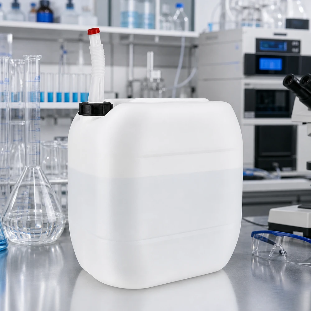 Ruim 30 liter-canister voor chemicaliën met beweegbare schenktuit en rode dop