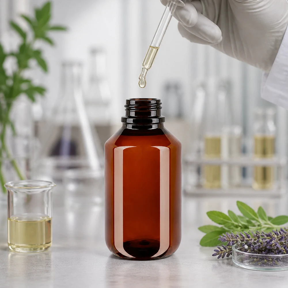 PET fles 100ml met ontgassingsdop rood Kleine bruine plastic flesje van 100 ml met pipet, gevuld voor natuurlijke producten
