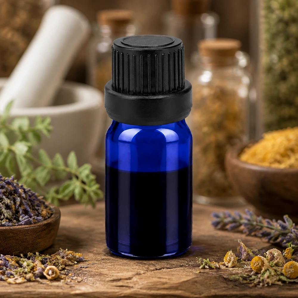 5ml 11mm SV zwart OV BlueLine UT18/5 Handig 5ml flesje met ergonomisch ontwerp, perfect voor doe-het-zelf cosmetica en medicinale kruiden